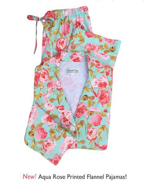 New! Aqua Rose Flannel Pajamas + LAST DAY For 20% off + Free Shipping!