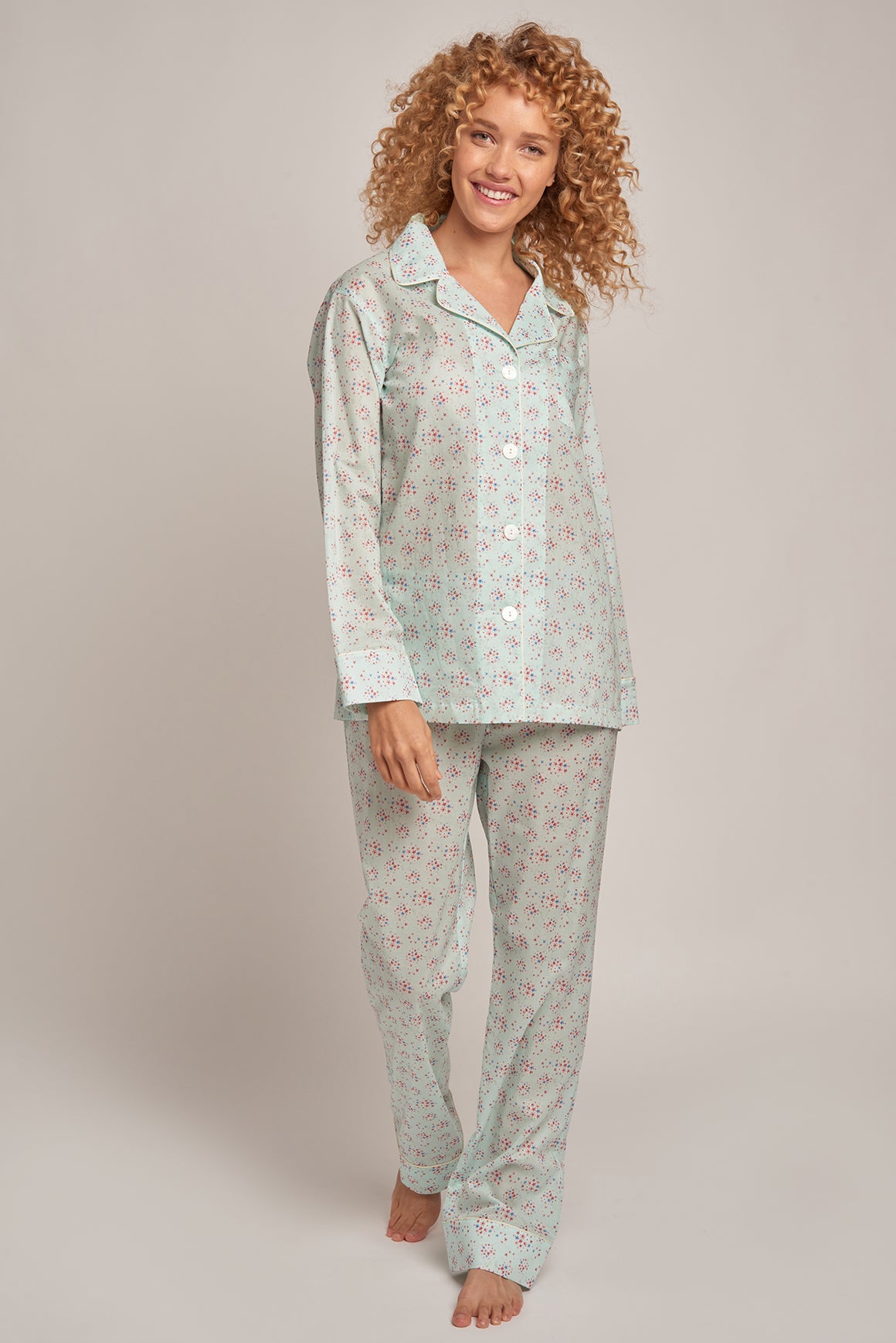 Cotton Voile Pajamas Aqua Bouquet (Last Chance!)