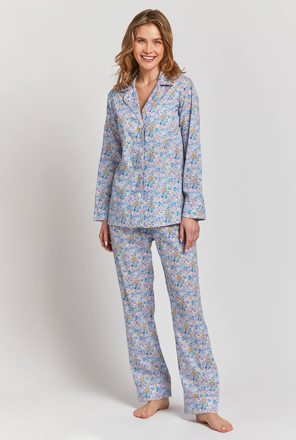 Lucky Brand 4 Piece Pajama Set Gray and Blue Stars