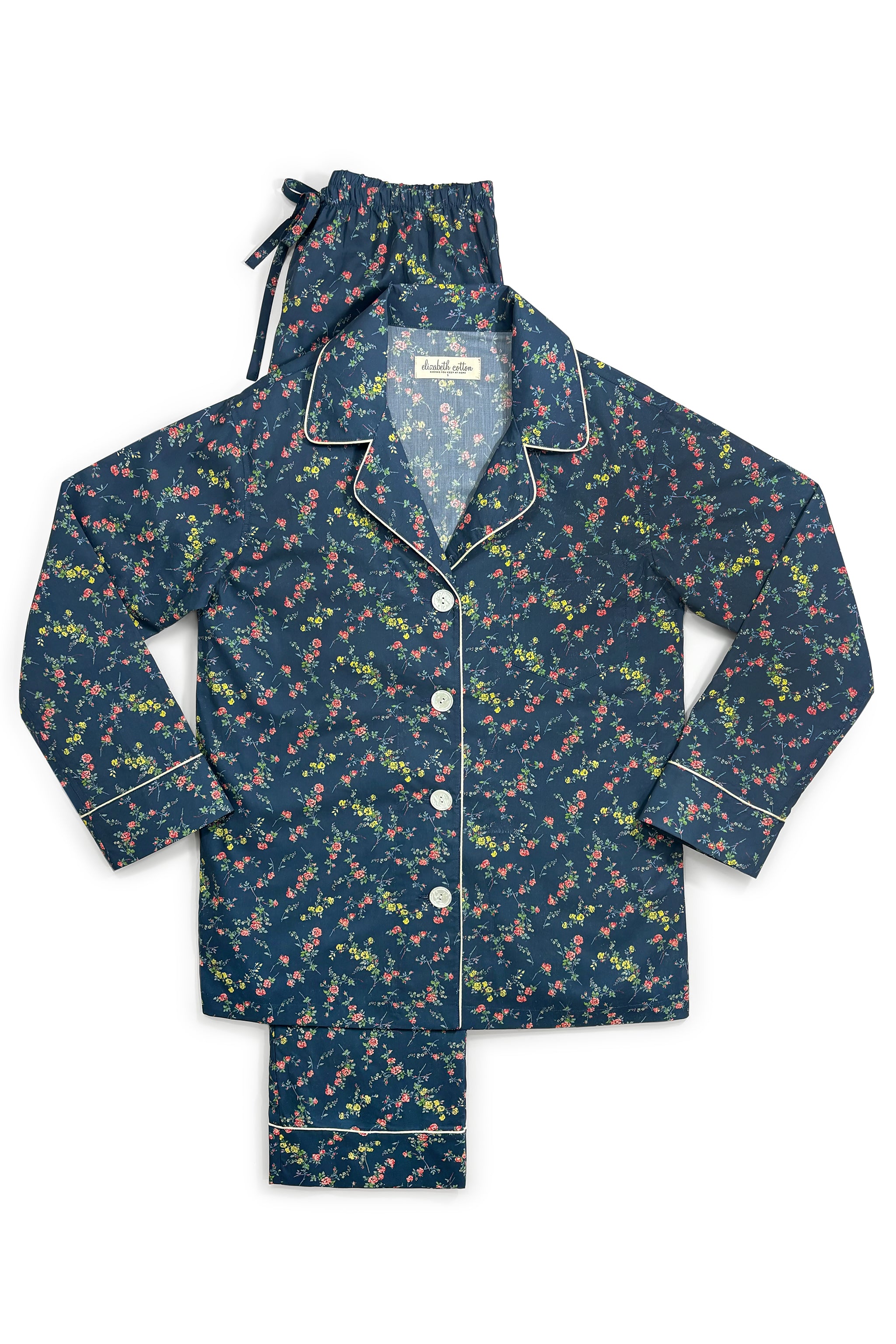 Navy Elizabeth Organic Cotton Liberty of London Pajamas Elizabeth Cotton