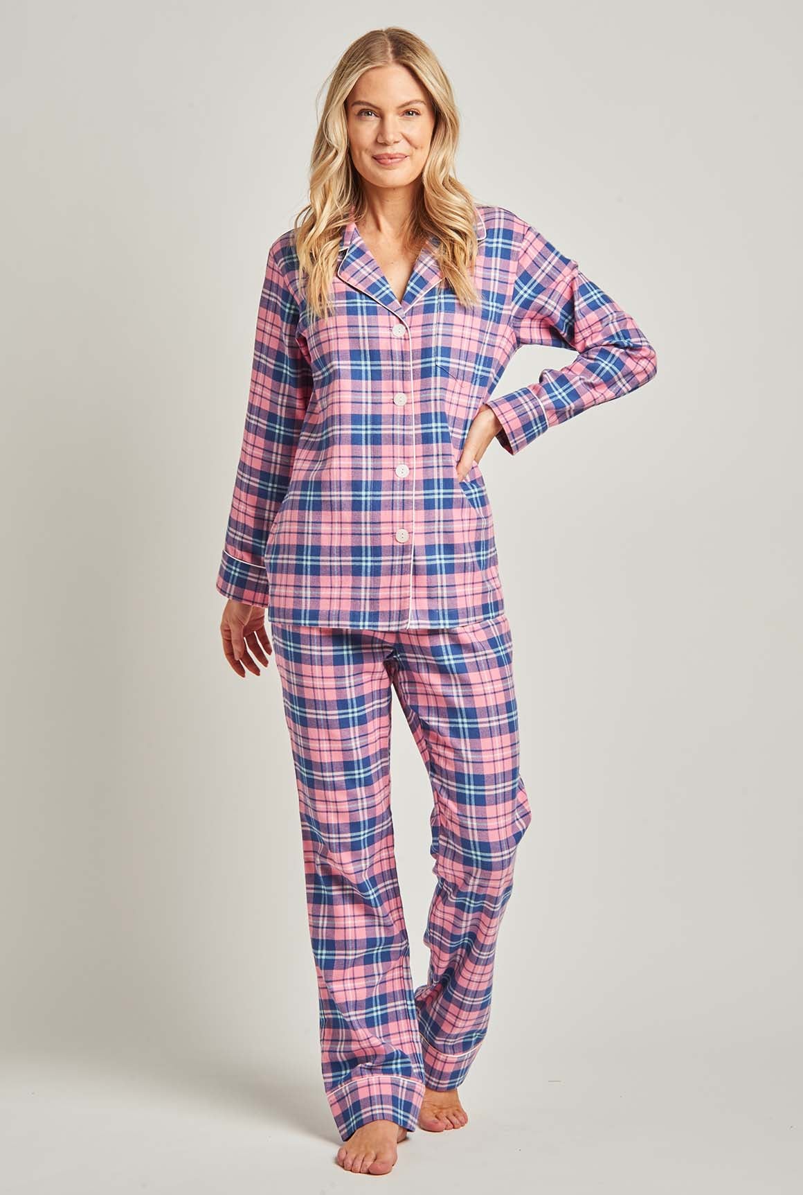 Pink Plaid Portuguese Flannel Pajamas