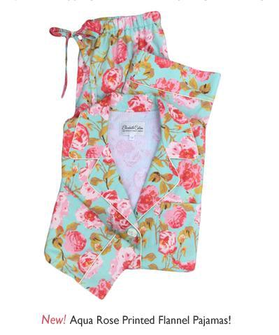 New! Aqua Rose Flannel Pajamas + LAST DAY For 20% off + Free Shipping!