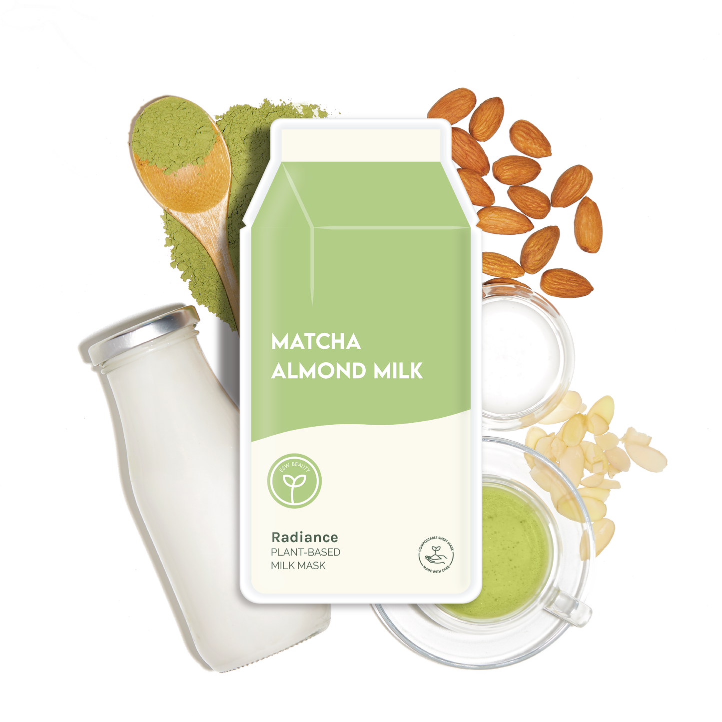 Matcha Almond Milk Radiance Plant-Based Milk Sheet Mask