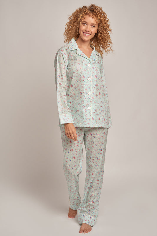 Cotton Voile Pajamas Aqua Bouquet (Last Chance!)