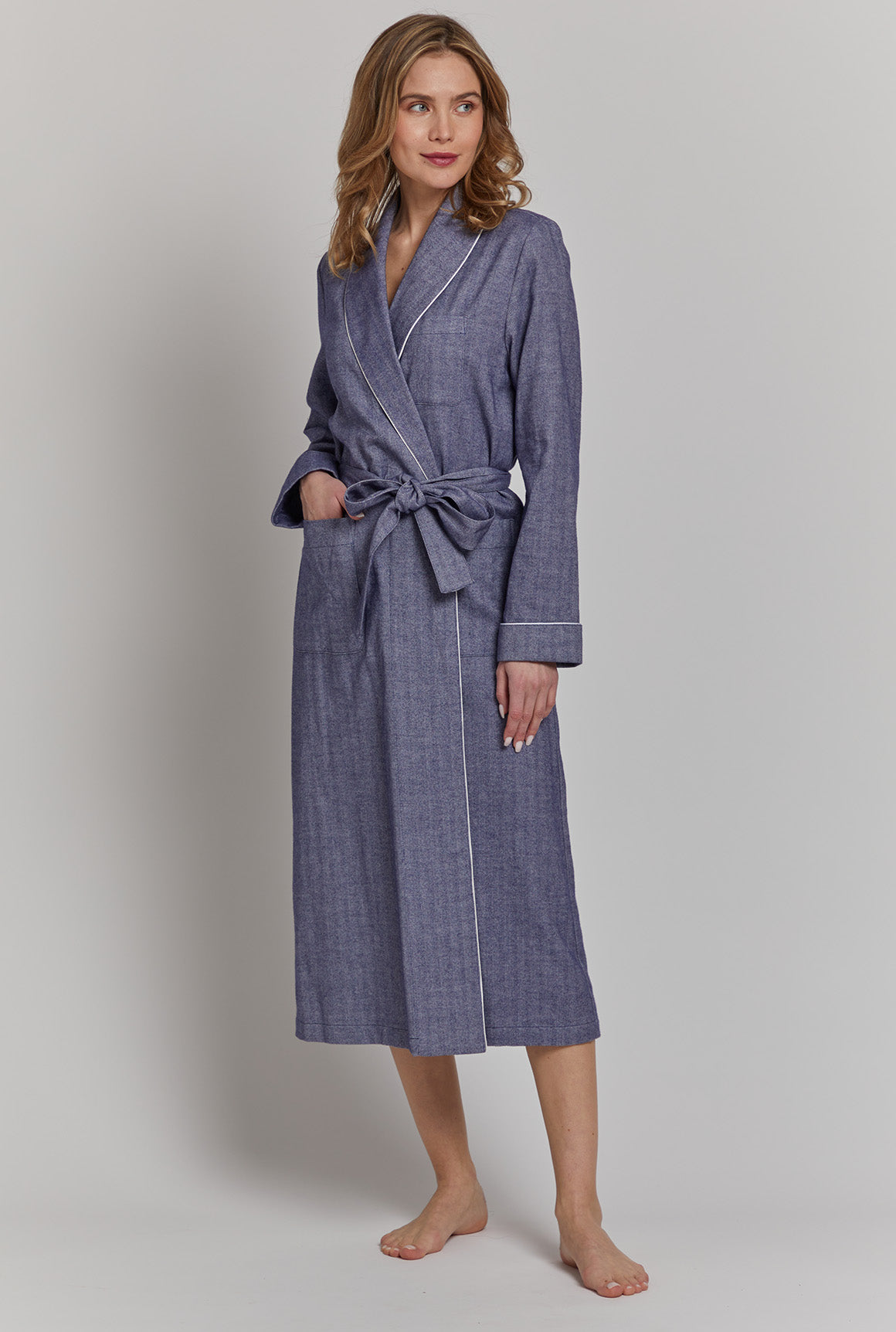 KINOW Ladies Flannel Fleece Dressing Gown Long Bathrobe Cozy Loungewear  Housecoat M Light Purple - ShopStyle Nightdresses