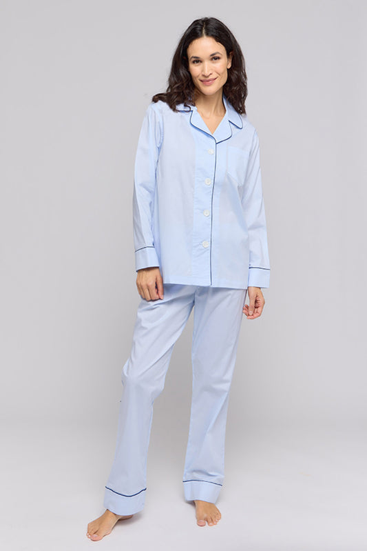 Sky Cotton Oxford Pajamas