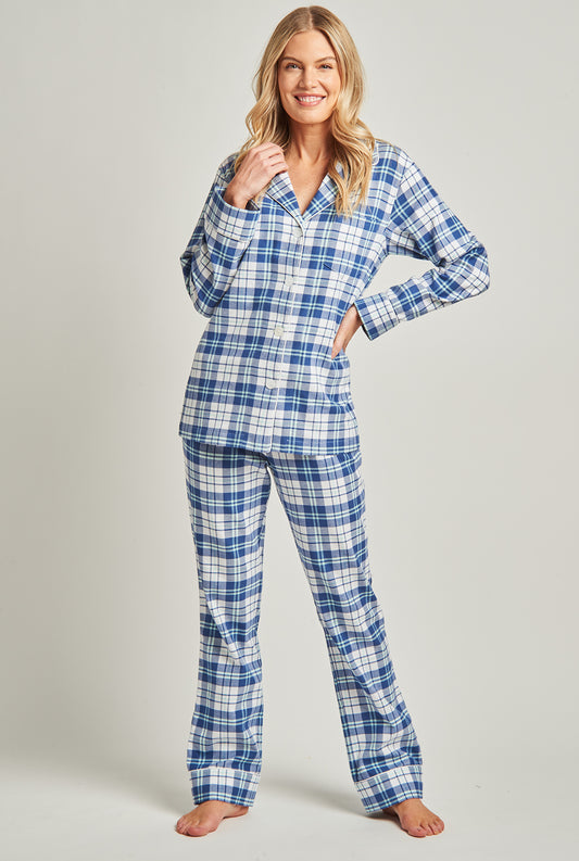 White Plaid Portuguese Flannel Pajamas